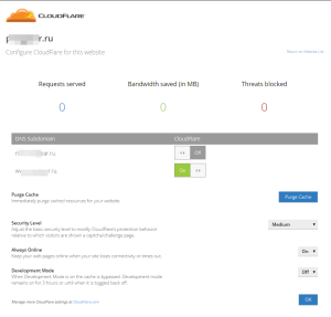 Configure CloudFlare for this website